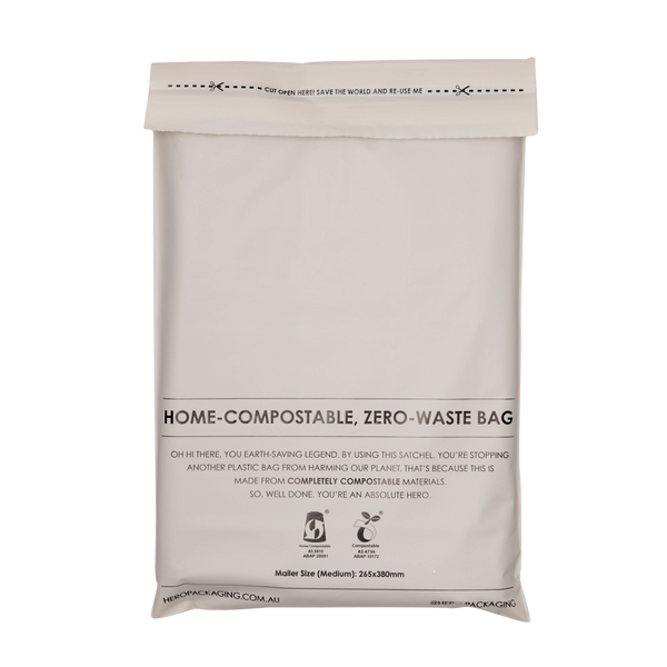 White / Grey Home Compostable HEROPACK Mailers - from packs of 25