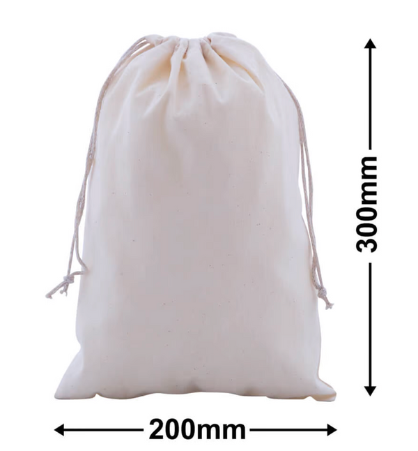 HERO Calico Drawstring Dust Bags - Custom or Plain - made with Recycled Cotton