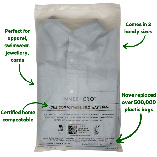 INNERHERO Home Compostable Garment Bags - from packs of 100