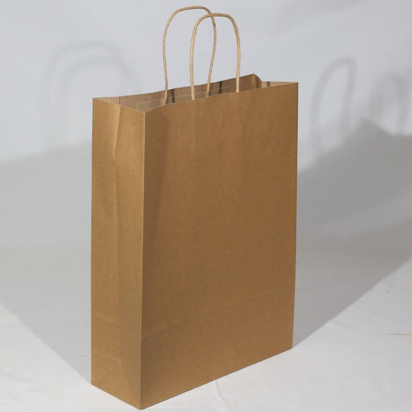 Custom or Plain Paper Shopping Bags - Kraft Brown