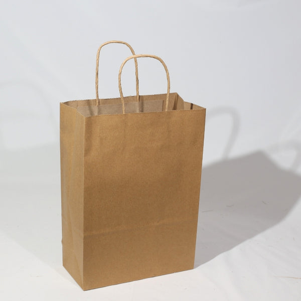 Custom or Plain Paper Shopping Bags - Kraft Brown