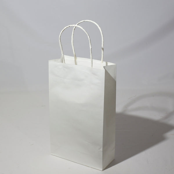 Custom or Plain Paper Shopping Bags - Kraft White