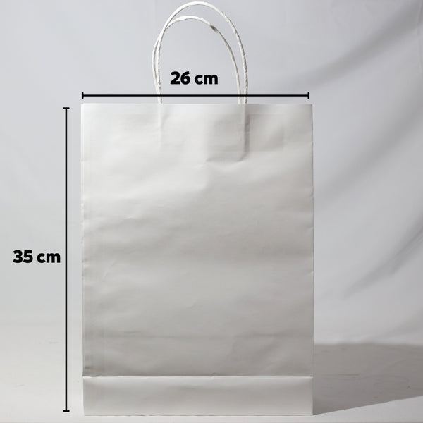 Custom or Plain Paper Shopping Bags - Kraft White