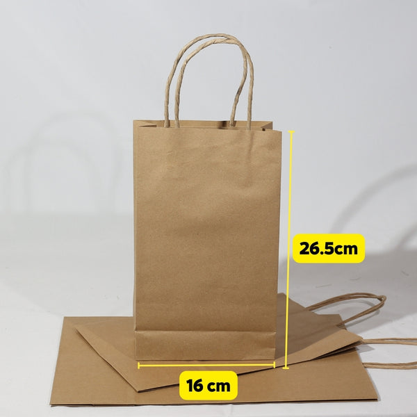 Custom or Plain Paper Shopping Bags - Kraft Brown