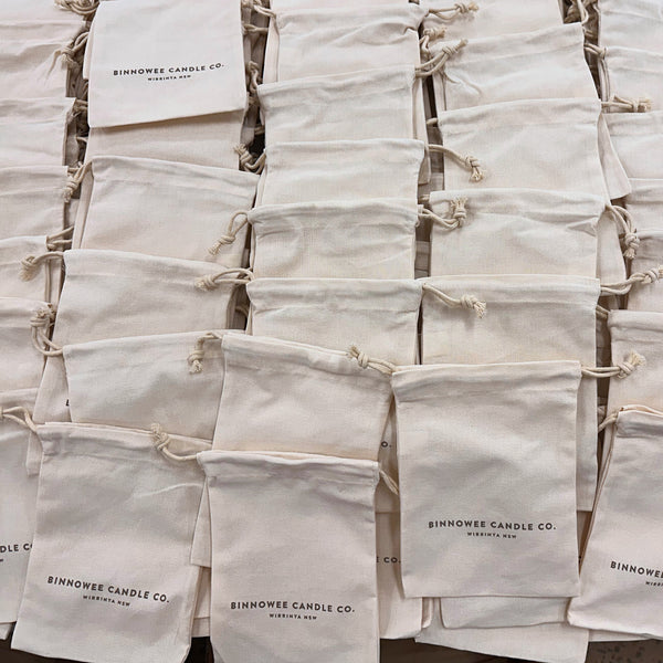 HERO Calico Drawstring Dust Bags - Custom or Plain - made with Recycled Cotton