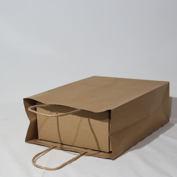 Custom or Plain Paper Shopping Bags - Kraft Brown