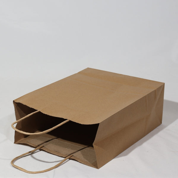 Custom or Plain Paper Shopping Bags - Kraft Brown