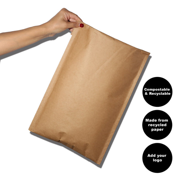 HEROHEX Paper Padded Mailers - 100% Recycled - from packs of 25