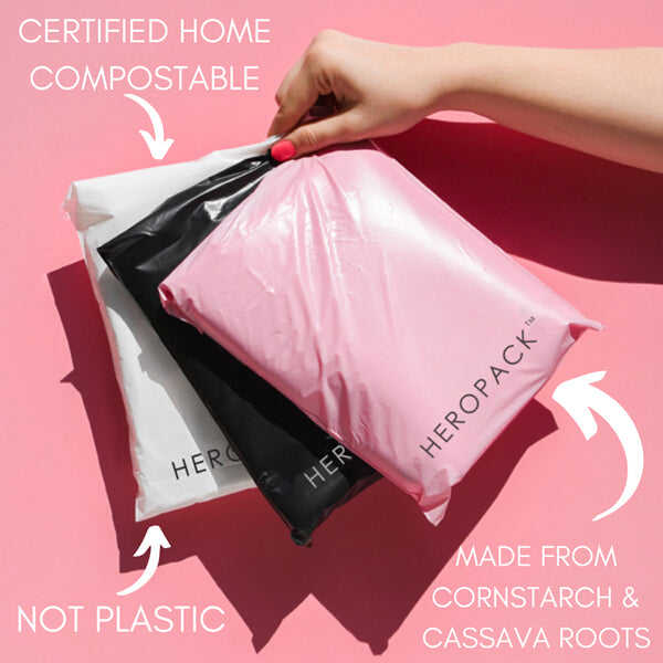 Hero Pack 3 colours Compostable and Eco Friendly Shipping Mailers