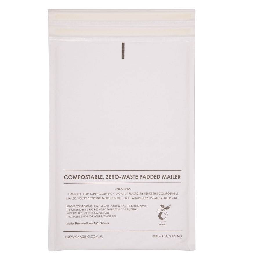 Shop White Compostable Padded & Bubble Mailers Hero Packaging