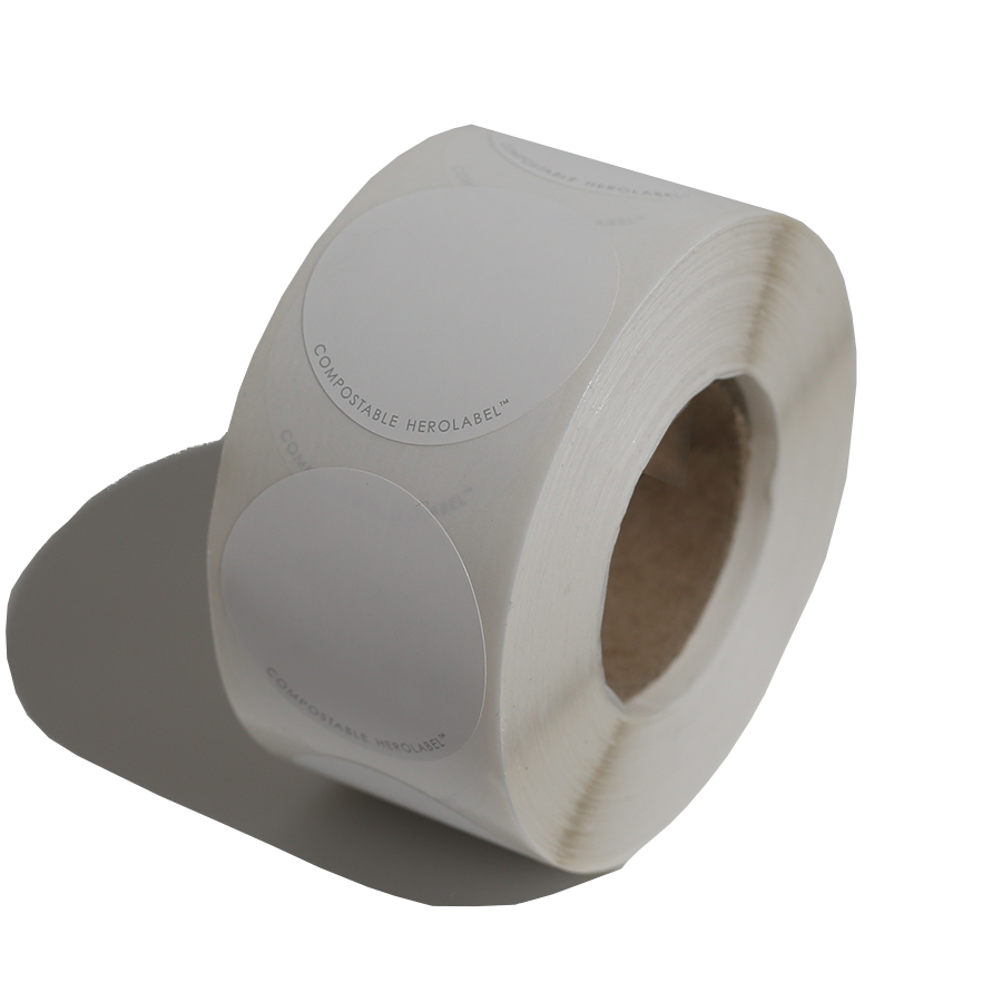 Compstable Packaging Labels HEROLABEL - Circle Compostable Stickers (Direct Thermal) – Hero Packaging