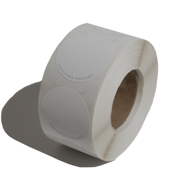 Clean Sphere Labels HEROLABEL - Circle Compostable Stickers (Direct Thermal) - White or Pi ...
